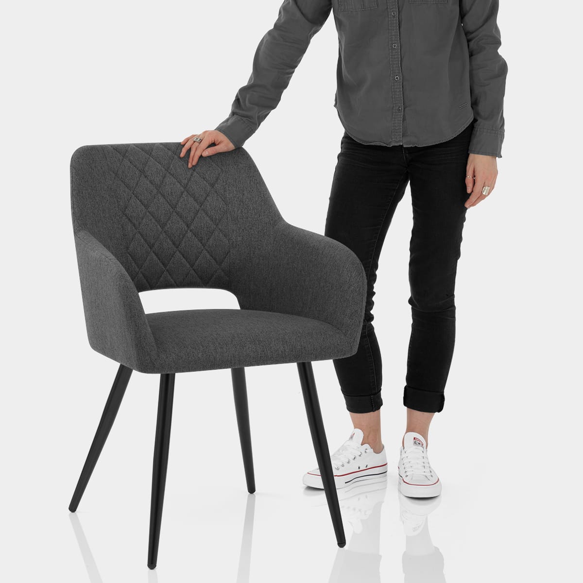 Lopez Dining Chair Charcoal Fabric Features Image