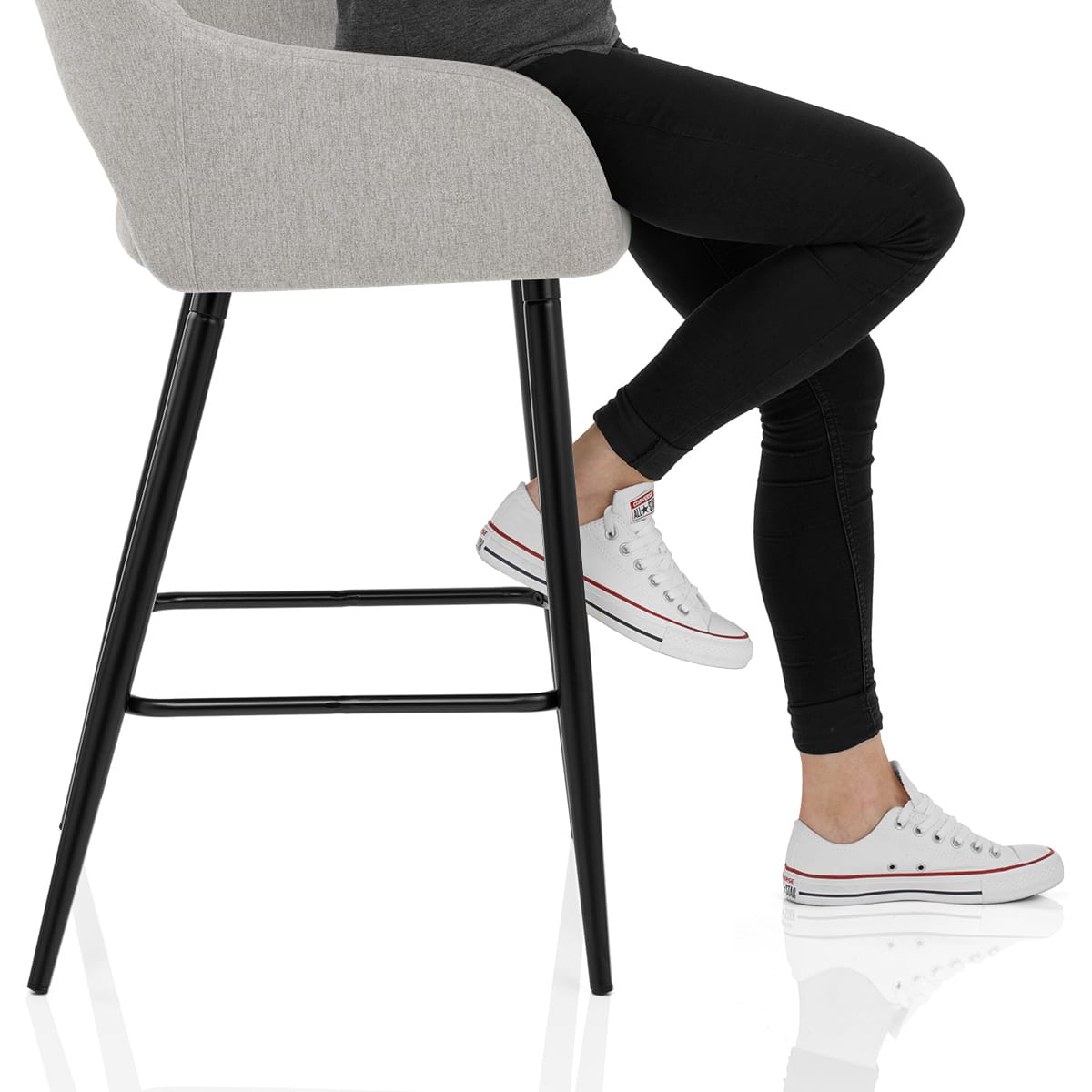 Lopez Bar Stool Grey Fabric Frame Image