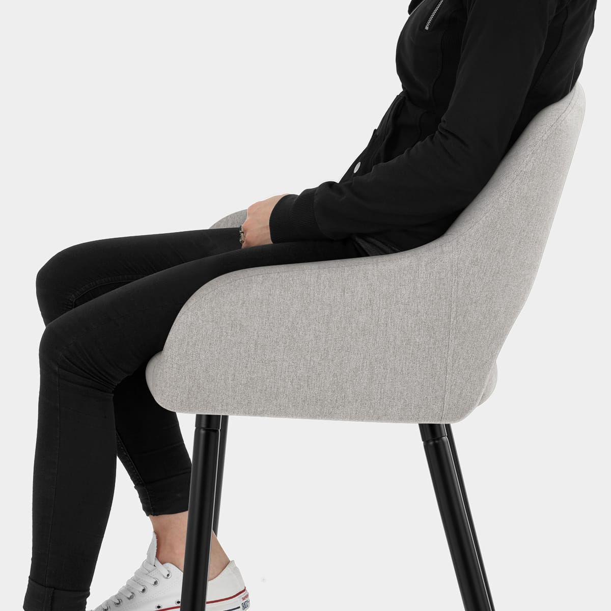 Lopez Bar Stool Grey Fabric Seat Image