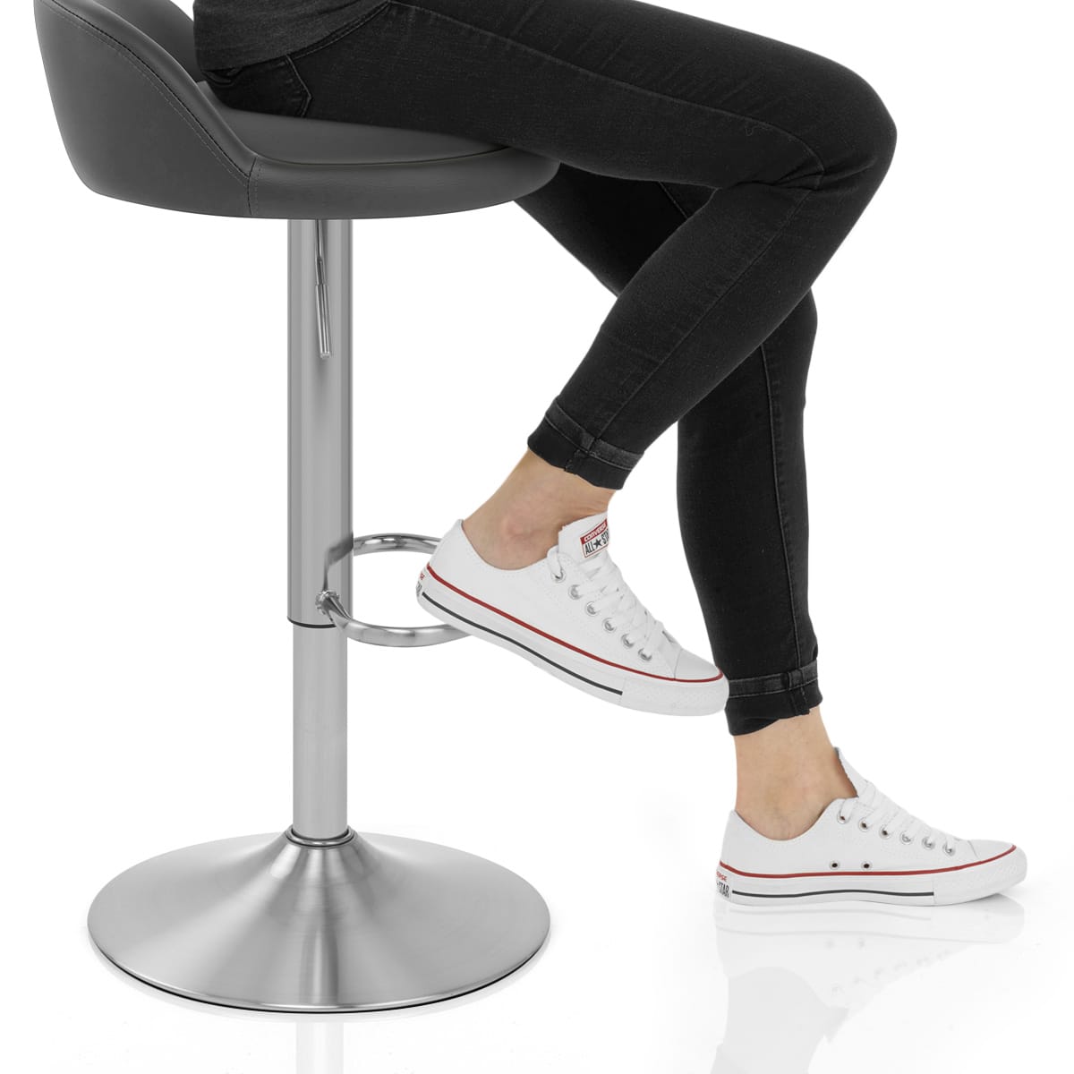 Lulu Brushed Steel Stool Grey Frame Image