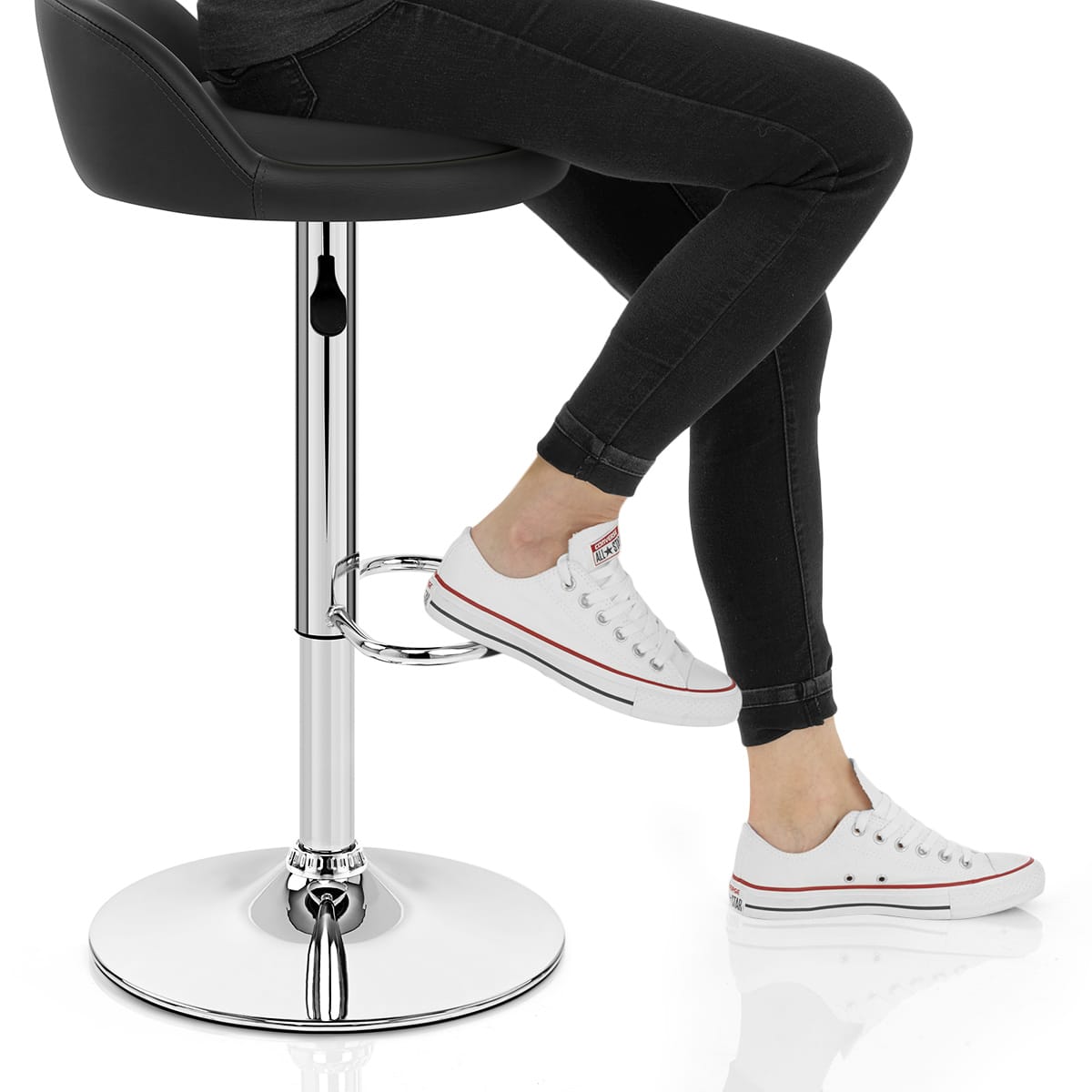 Lulu Real Leather Stool Black Frame Image