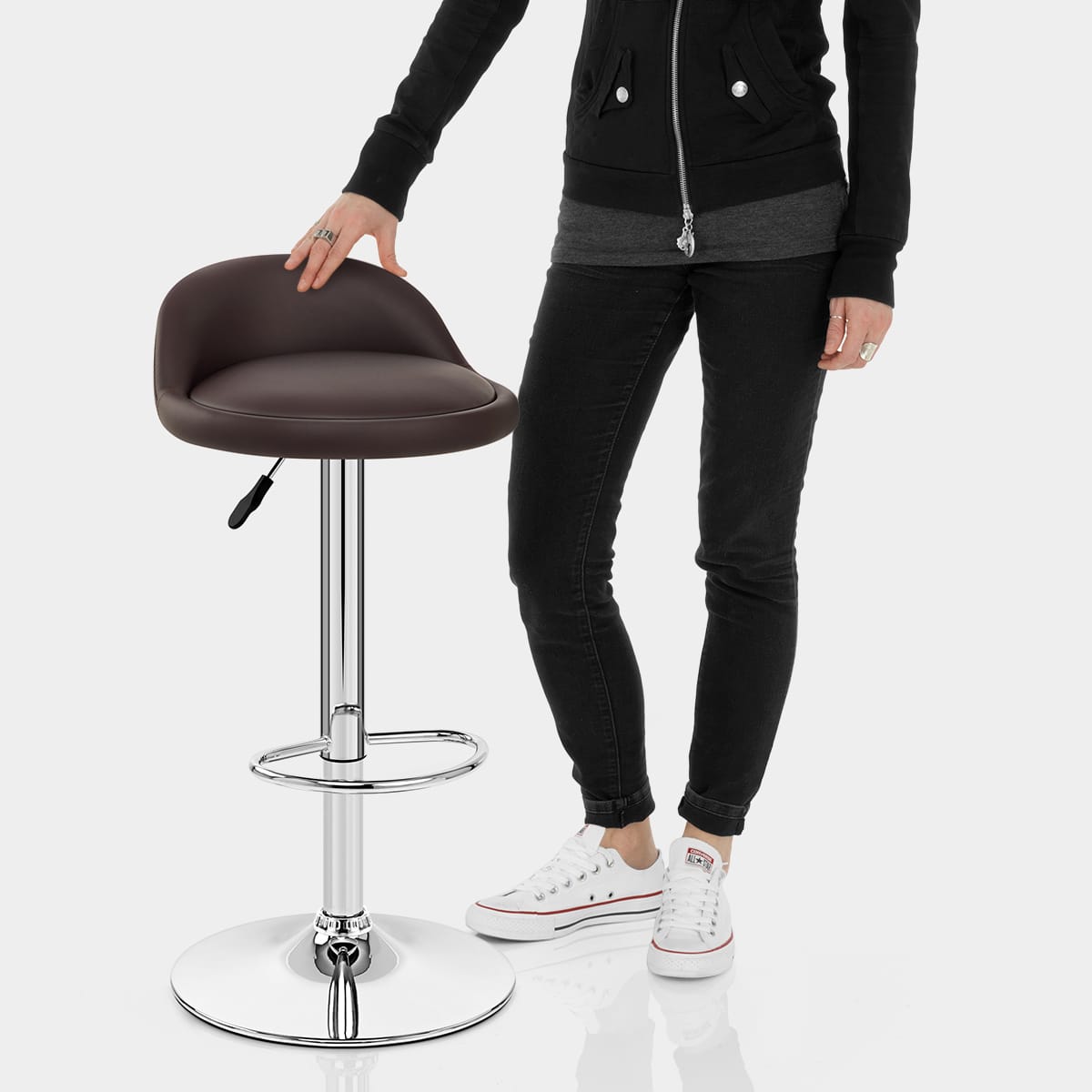 Lulu Real Leather Stool Brown Features Image