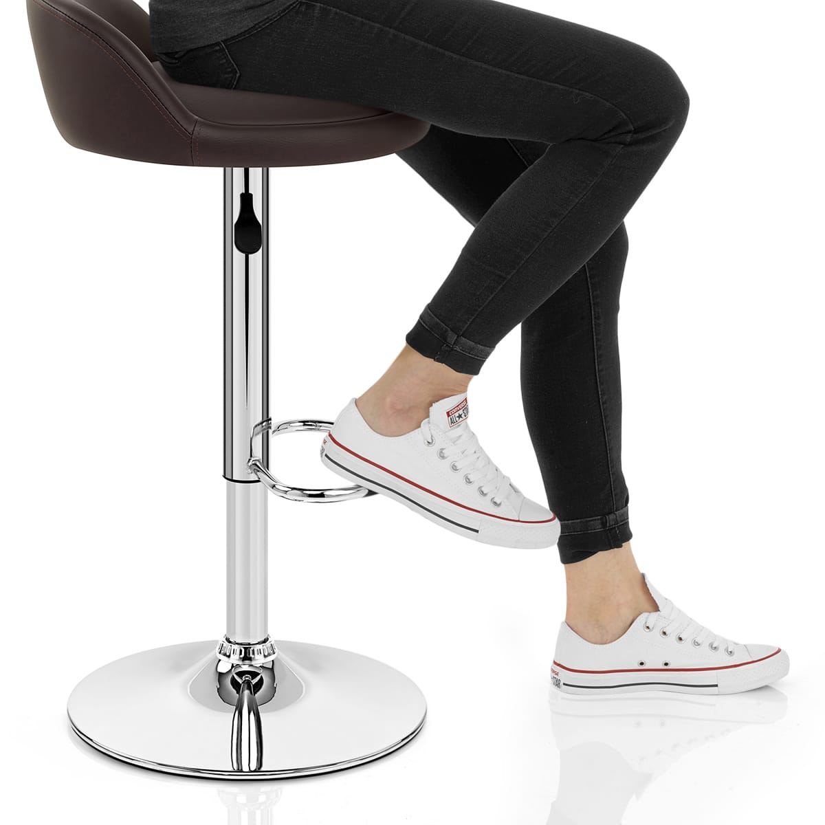 Lulu Real Leather Stool Brown Frame Image