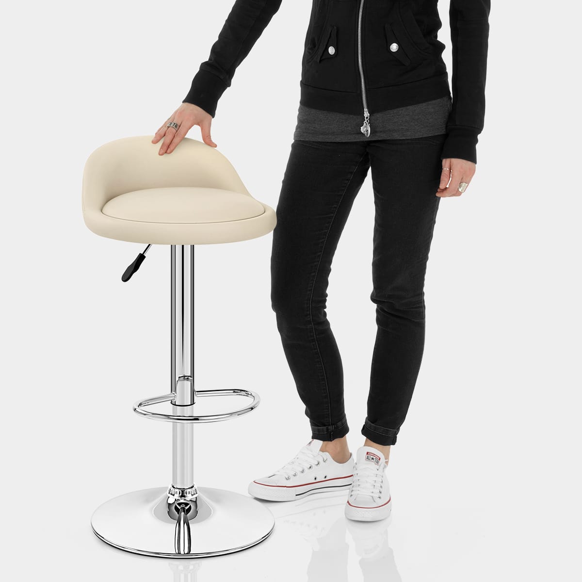 Lulu Real Leather Stool Cream Features Image