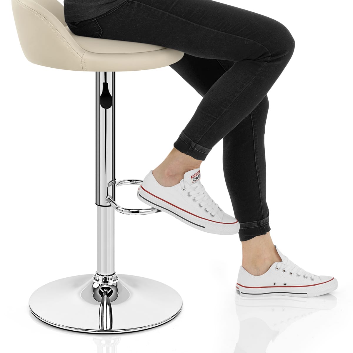 Lulu Real Leather Stool Cream Frame Image