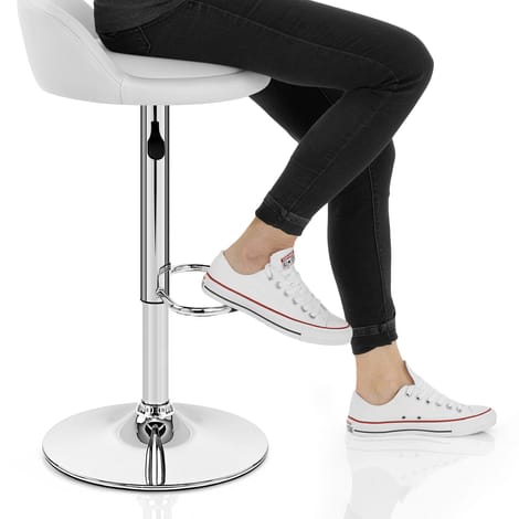 Lulu Real Leather Stool White Frame Image