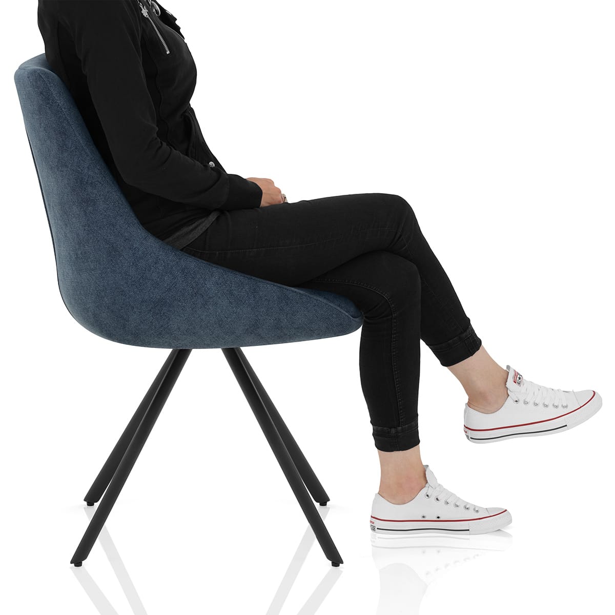 Lure Dining Chair Blue Fabric Frame Image