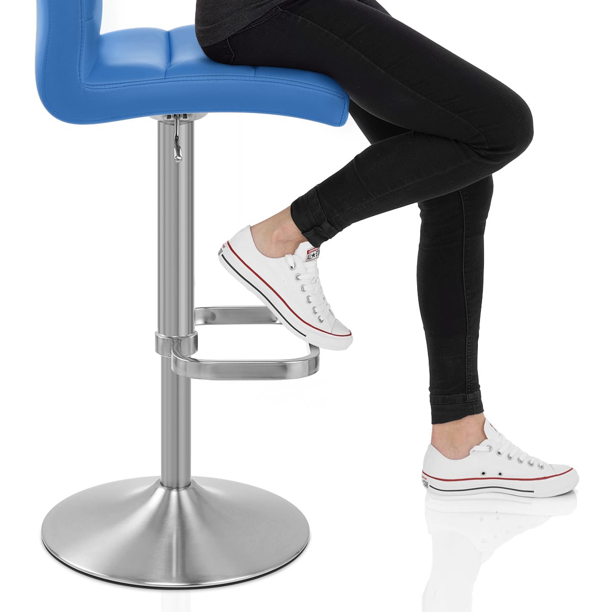 Lush Brushed Steel Bar Stool Blue Frame Image