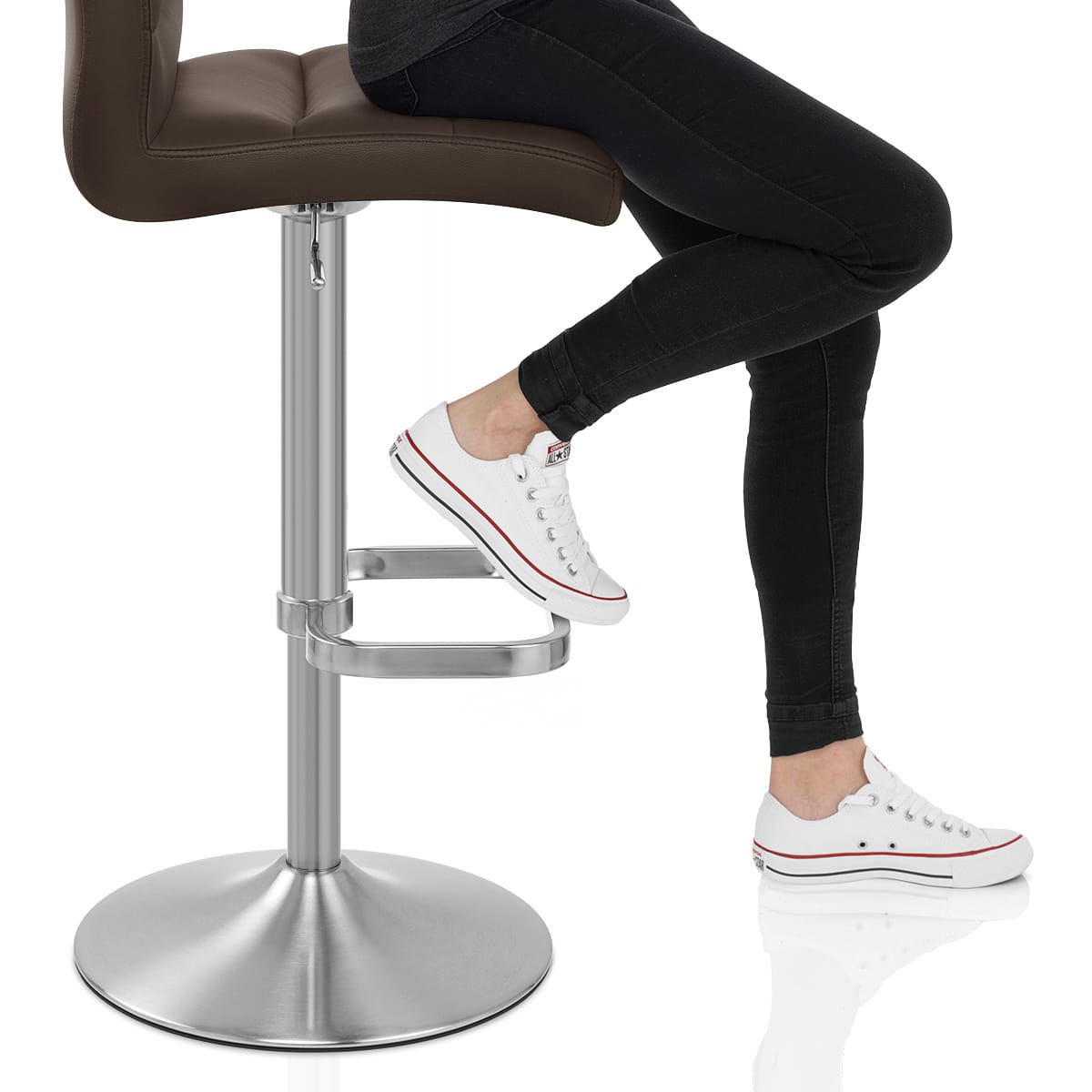 Lush Brushed Steel Bar Stool Brown Frame Image