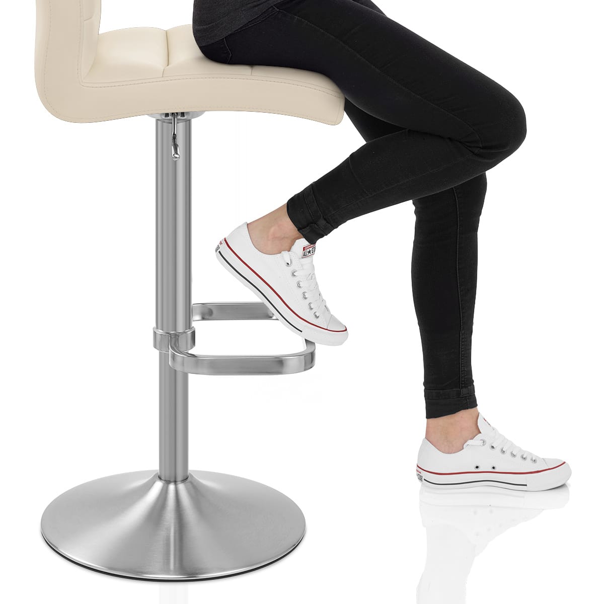 Lush Brushed Steel Bar Stool Cream Frame Image