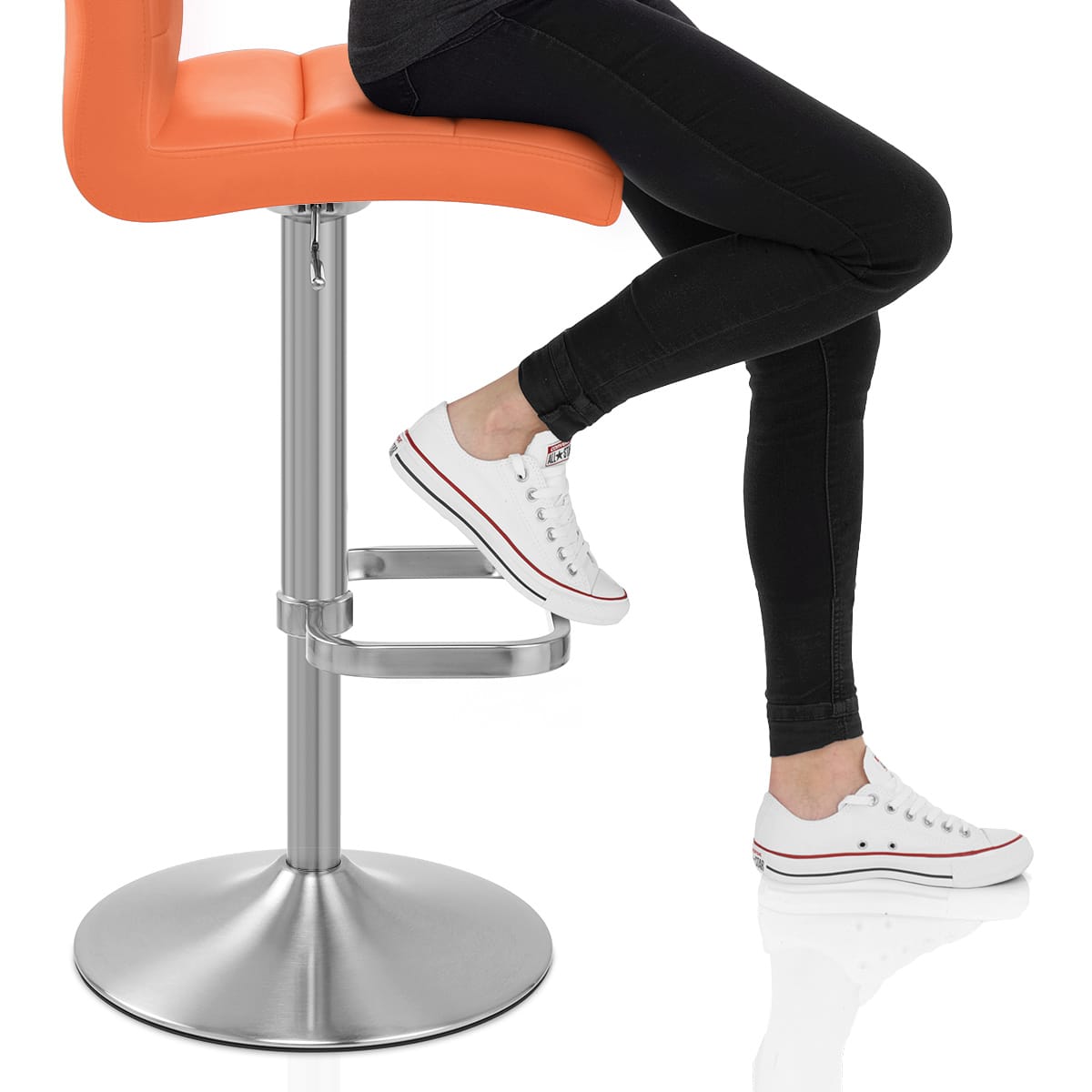 Lush Brushed Steel Bar Stool Orange Frame Image