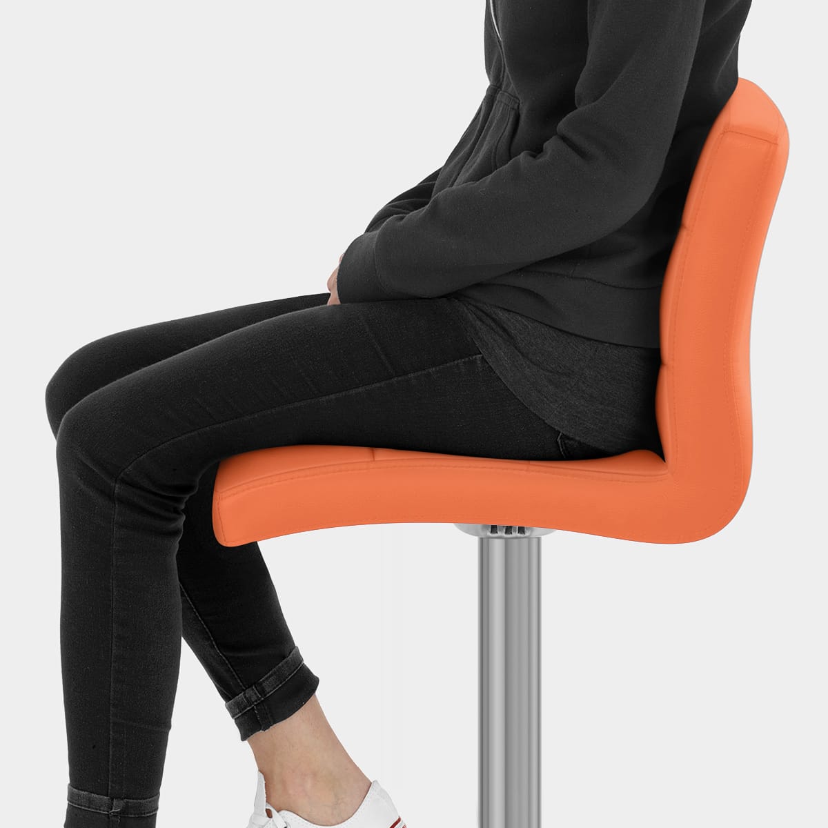 Lush Brushed Steel Bar Stool Orange Seat Image