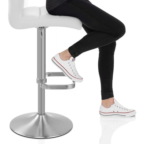 Lush Brushed Steel Bar Stool White Frame Image