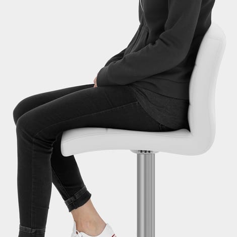 Lush Brushed Steel Bar Stool White Seat Image