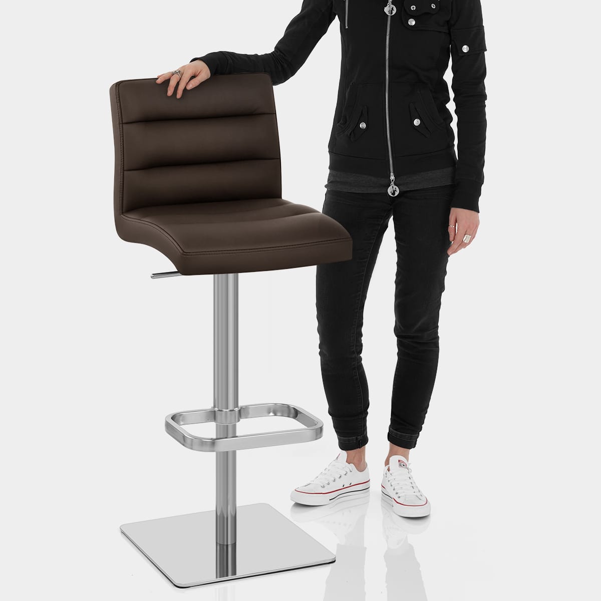 Lush Real Leather Brushed Stool Brown Features Image