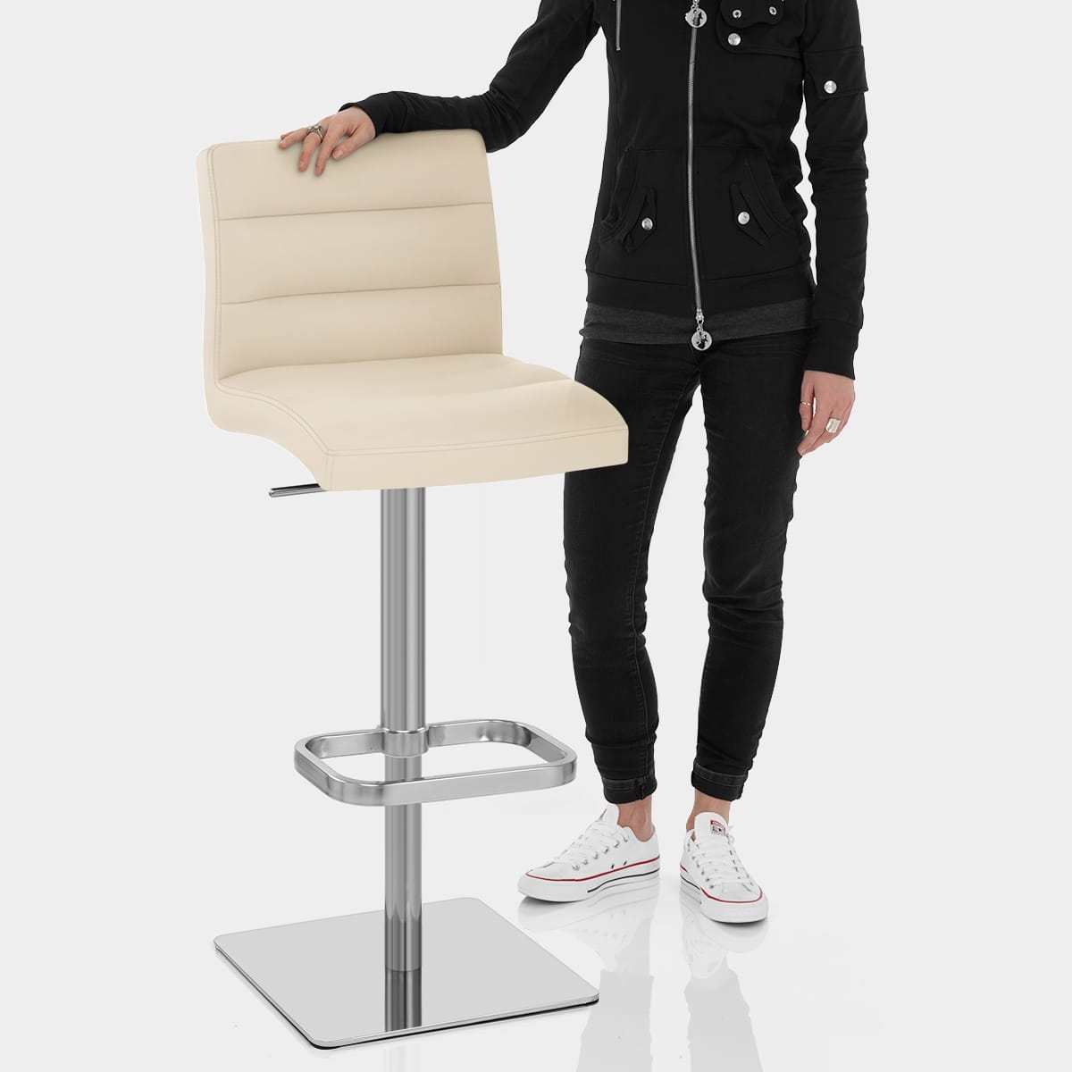 Lush Real Leather Brushed Stool Cream Features Image