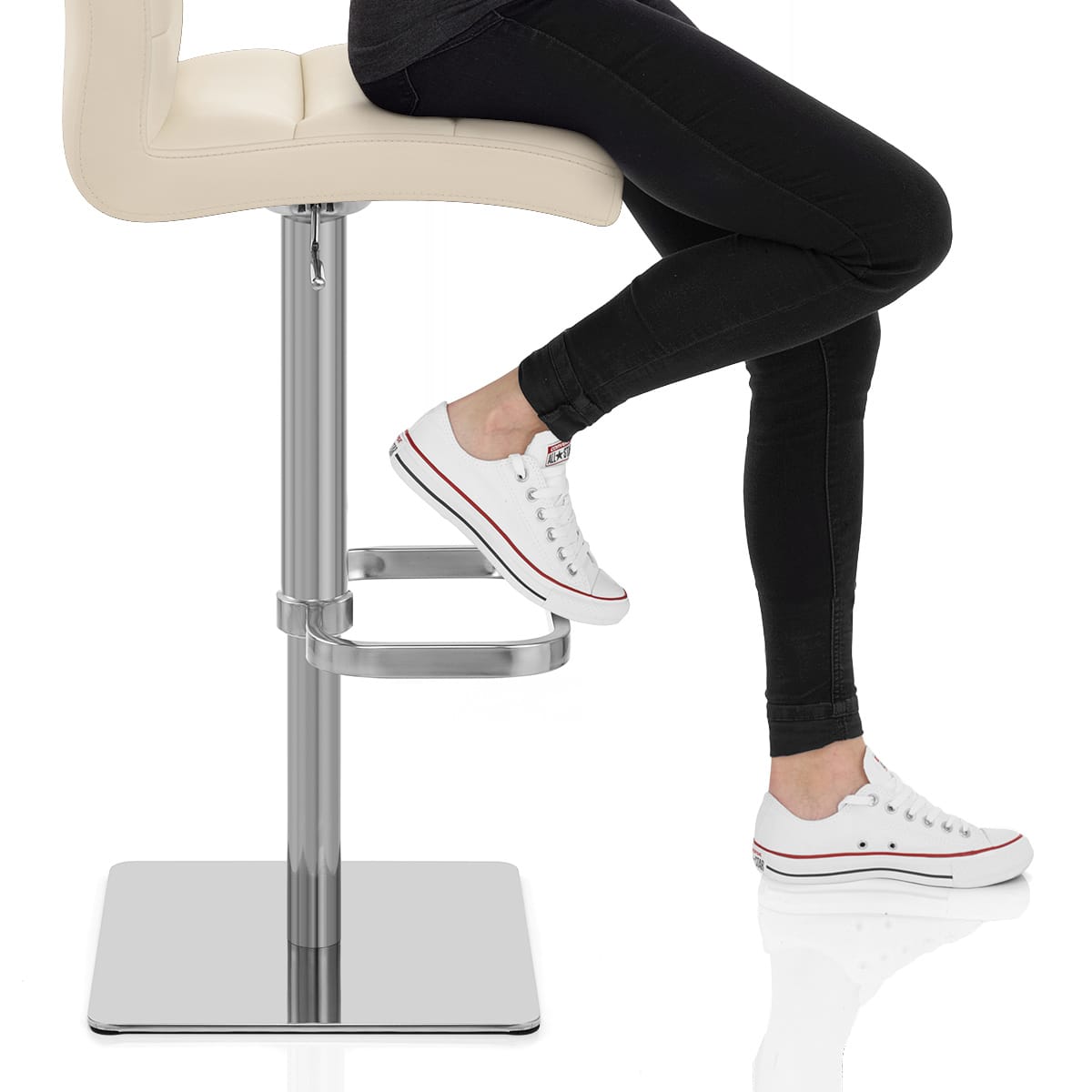 Lush Real Leather Brushed Stool Cream Frame Image