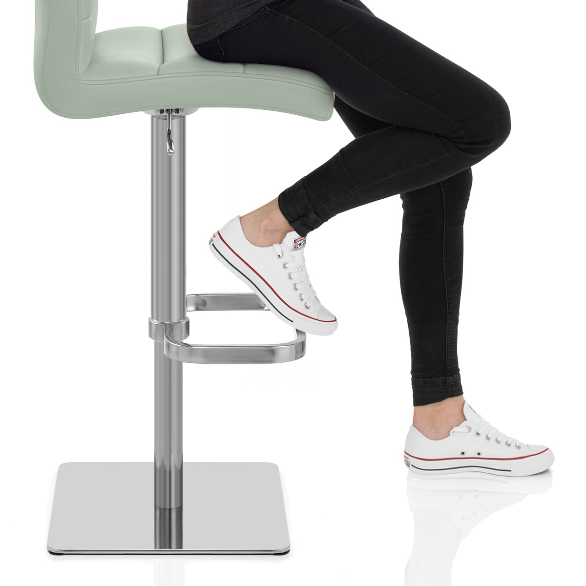 Lush Real Leather Brushed Stool Green Frame Image