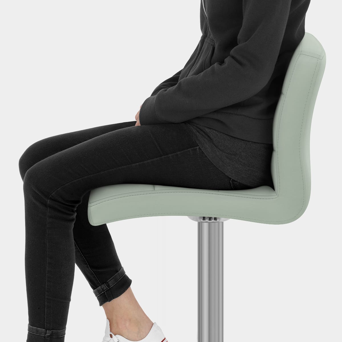 Lush Real Leather Brushed Stool Green Seat Image