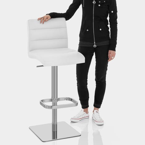 Lush Real Leather Brushed Stool White Features Image