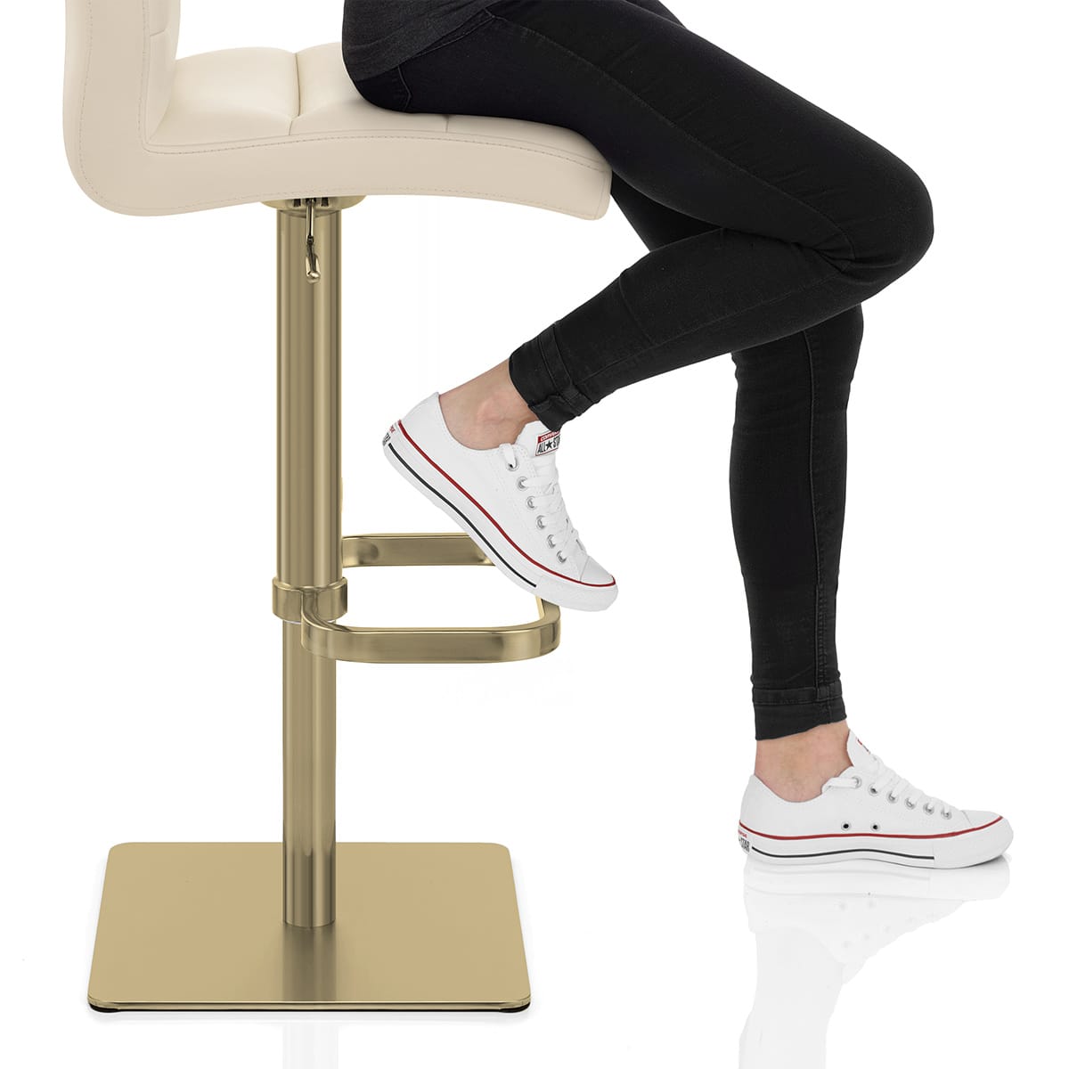 Lush Real Leather Gold Stool Cream Frame Image