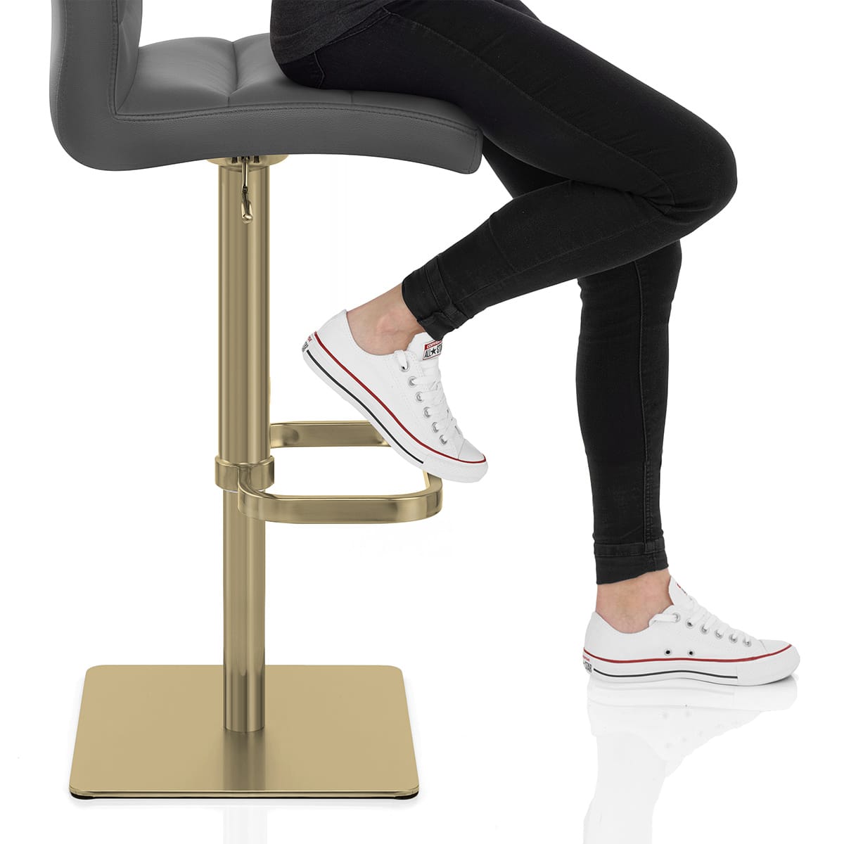 Lush Real Leather Gold Stool Dark Grey Frame Image