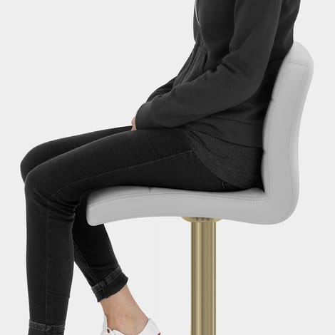 Lush Real Leather Gold Stool Light Grey Seat Image