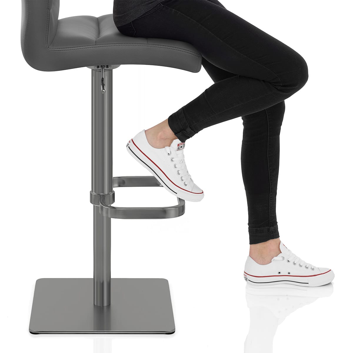 Lush Real Leather Graphite Stool Dark Grey Frame Image