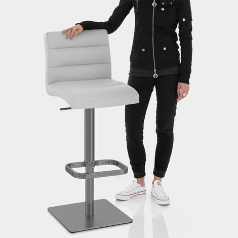 Lush Real Leather Graphite Stool Light Grey Features Image