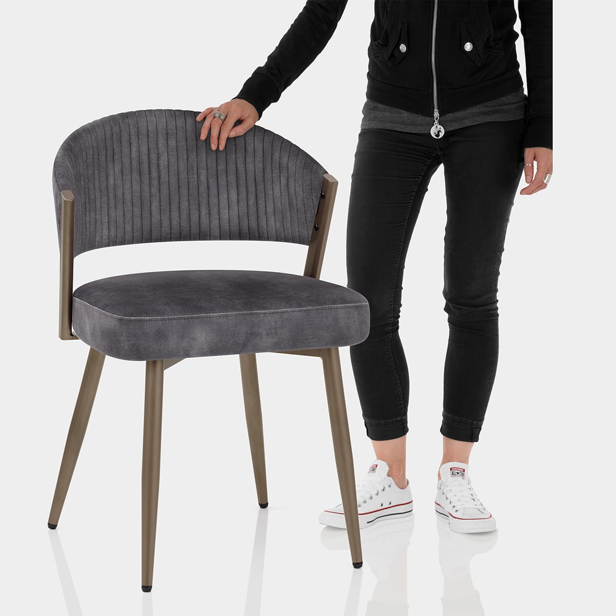 Lusso Dining Chair Black Velvet Features Image