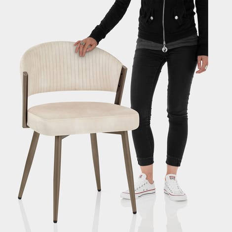 Lusso Dining Chair Cream Velvet Features Image