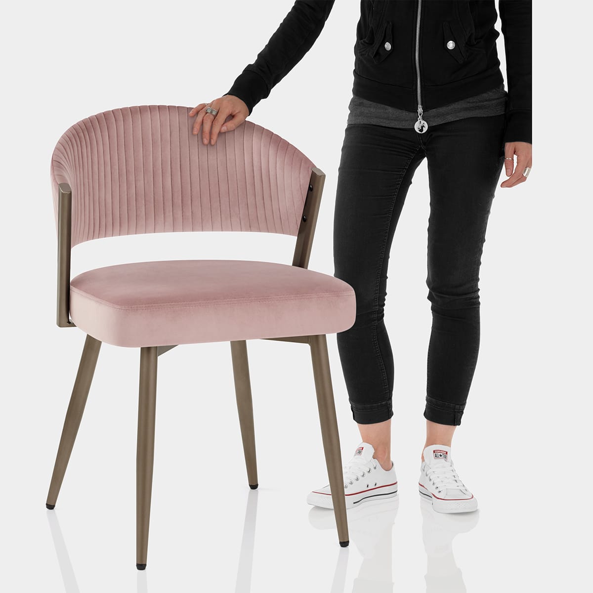 Lusso Dining Chair Pink Velvet Features Image