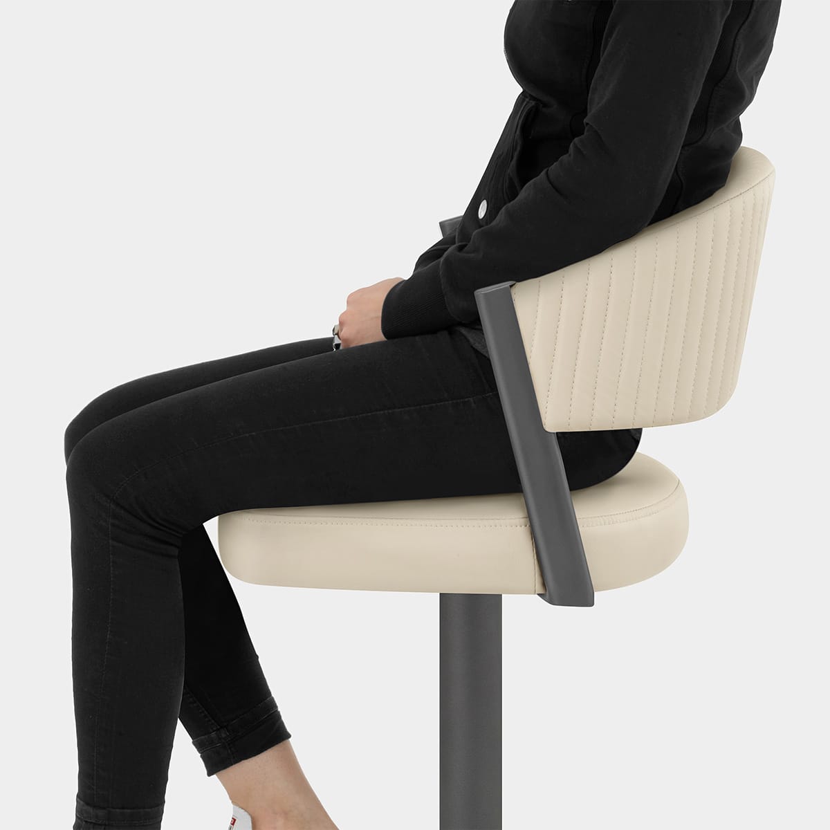 Lusso Graphite Bar Stool Cream Seat Image