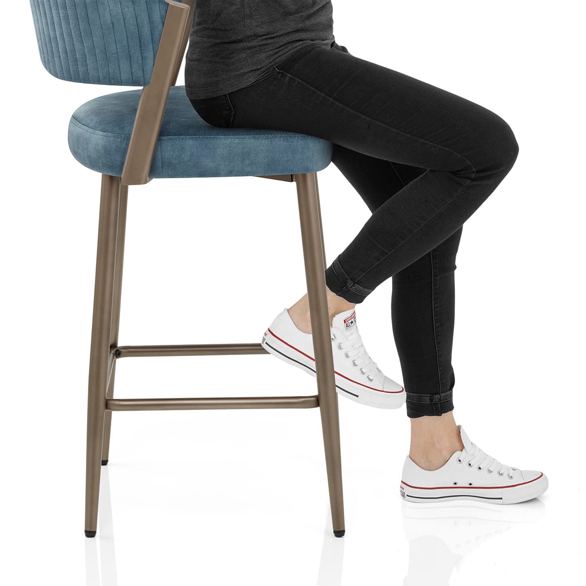 Lusso Bar Stool Blue Velvet Frame Image