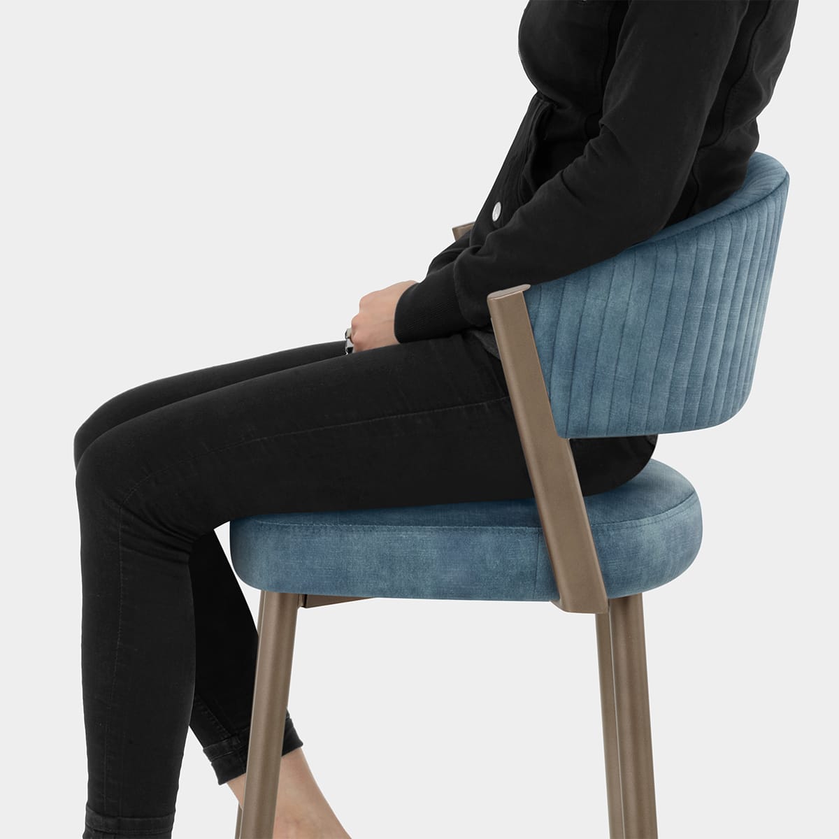 Lusso Bar Stool Blue Velvet Seat Image