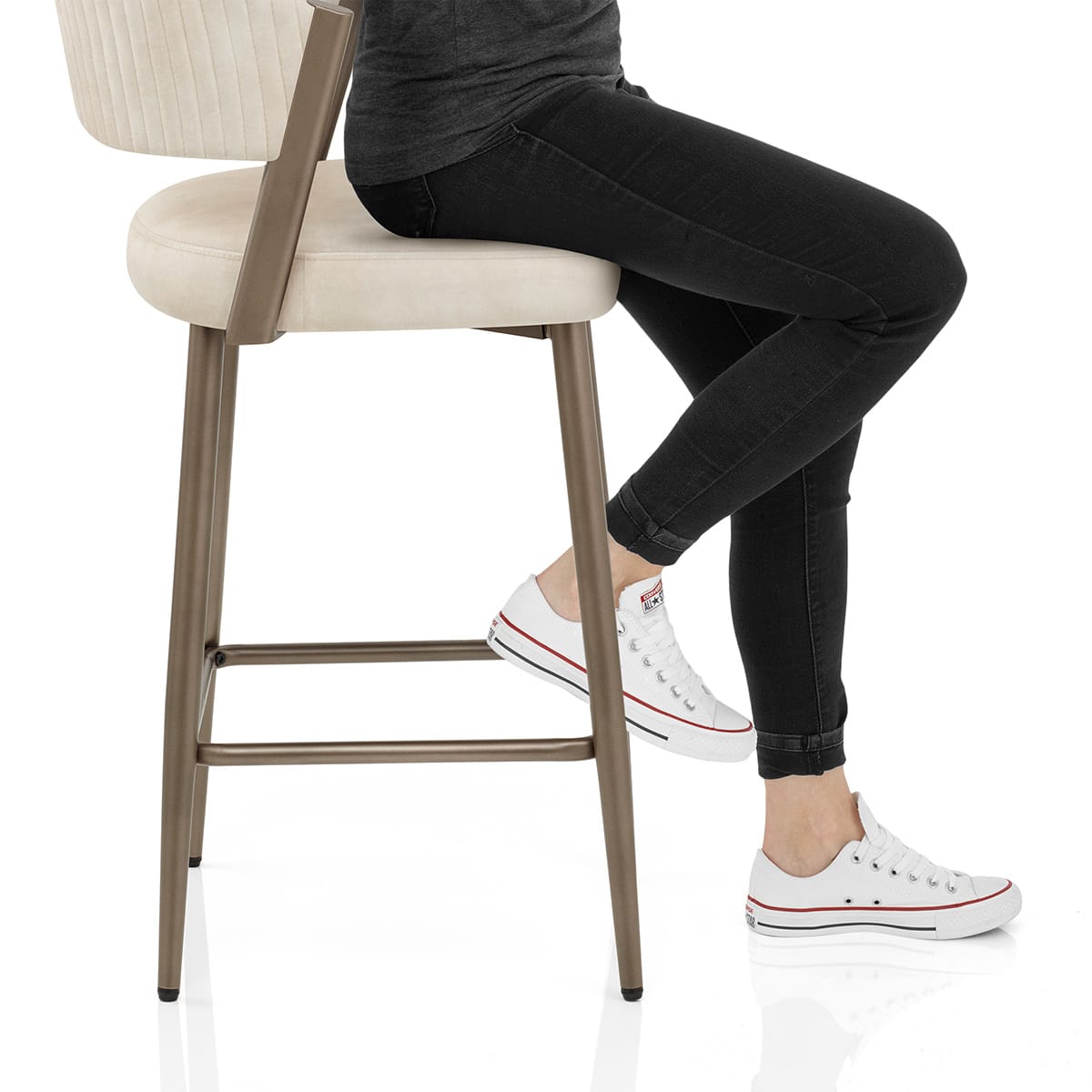 Lusso Bar Stool Cream Velvet Frame Image