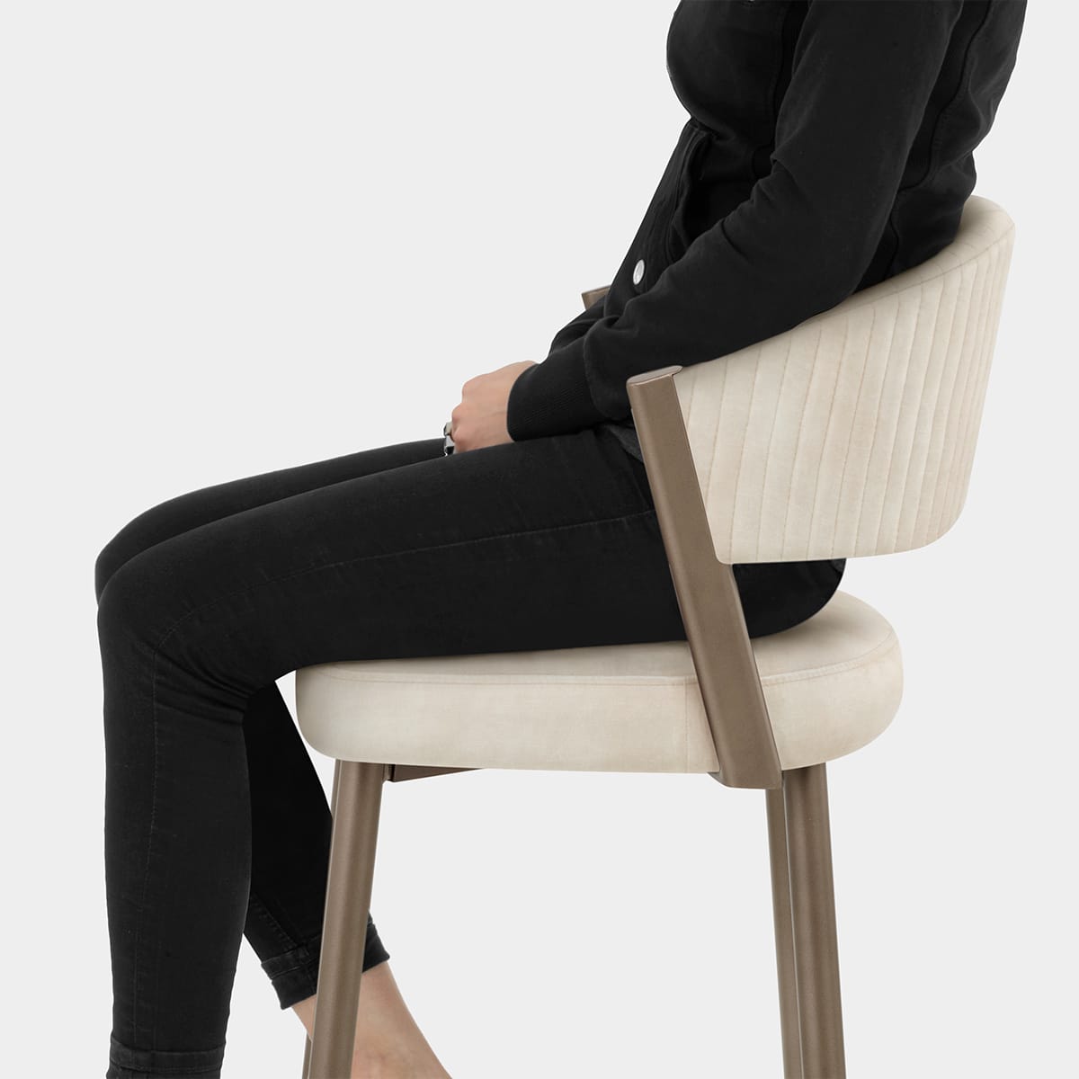 Lusso Bar Stool Cream Velvet Seat Image