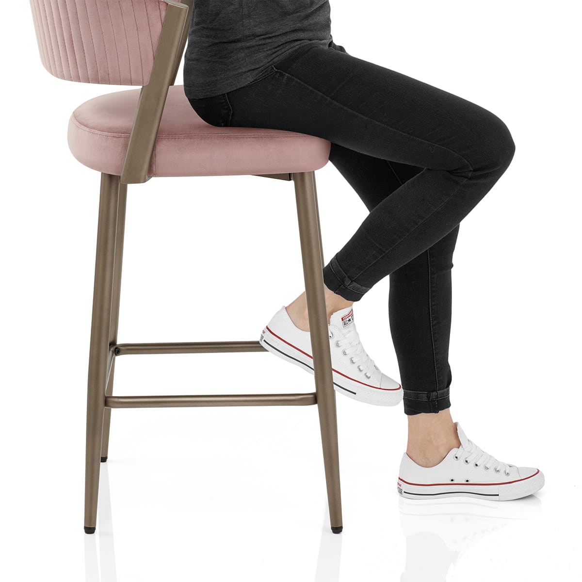 Lusso Bar Stool Pink Velvet Frame Image