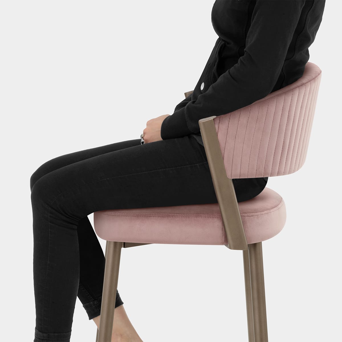 Lusso Bar Stool Pink Velvet Seat Image