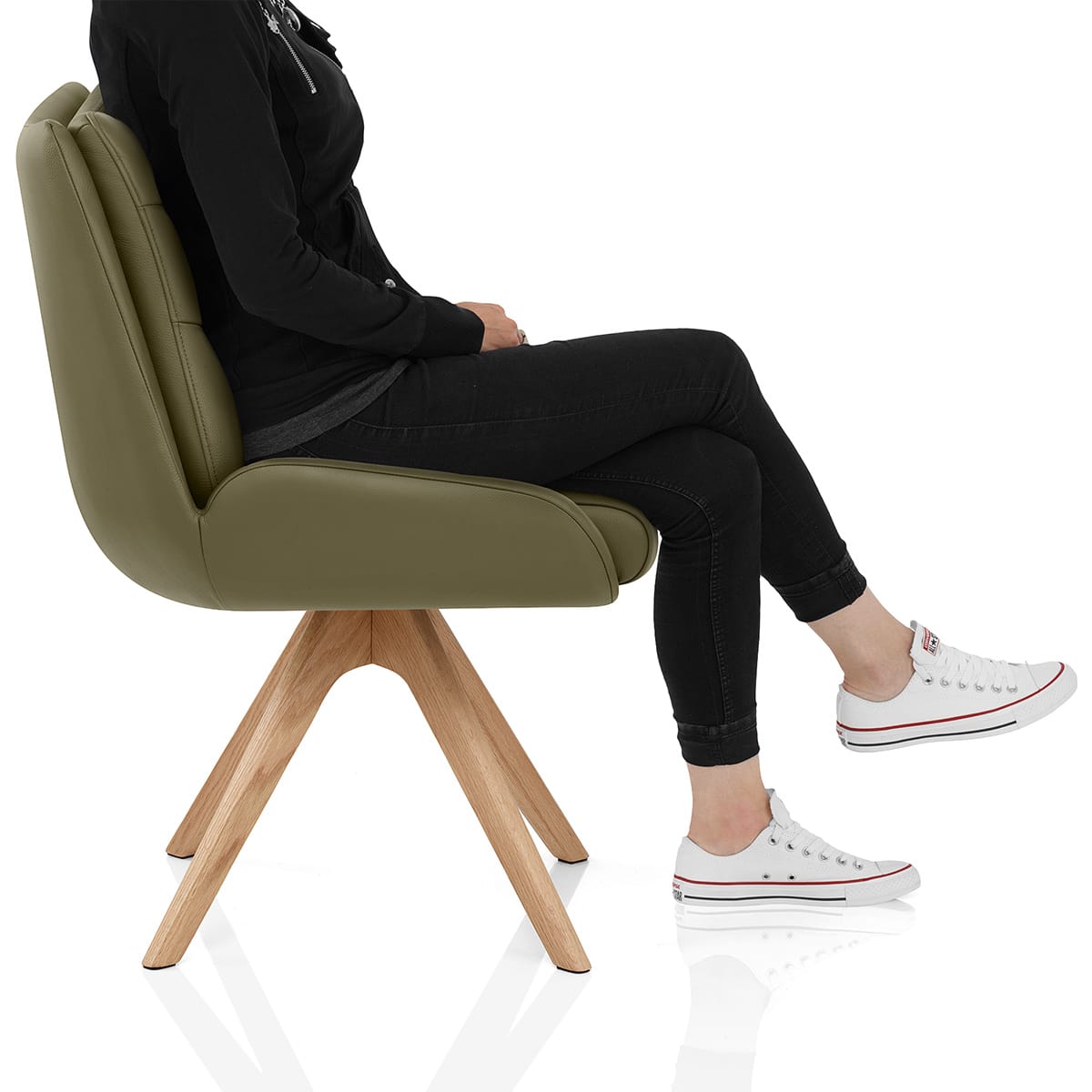 Madrid Real Leather Dining Chair Green Frame Image