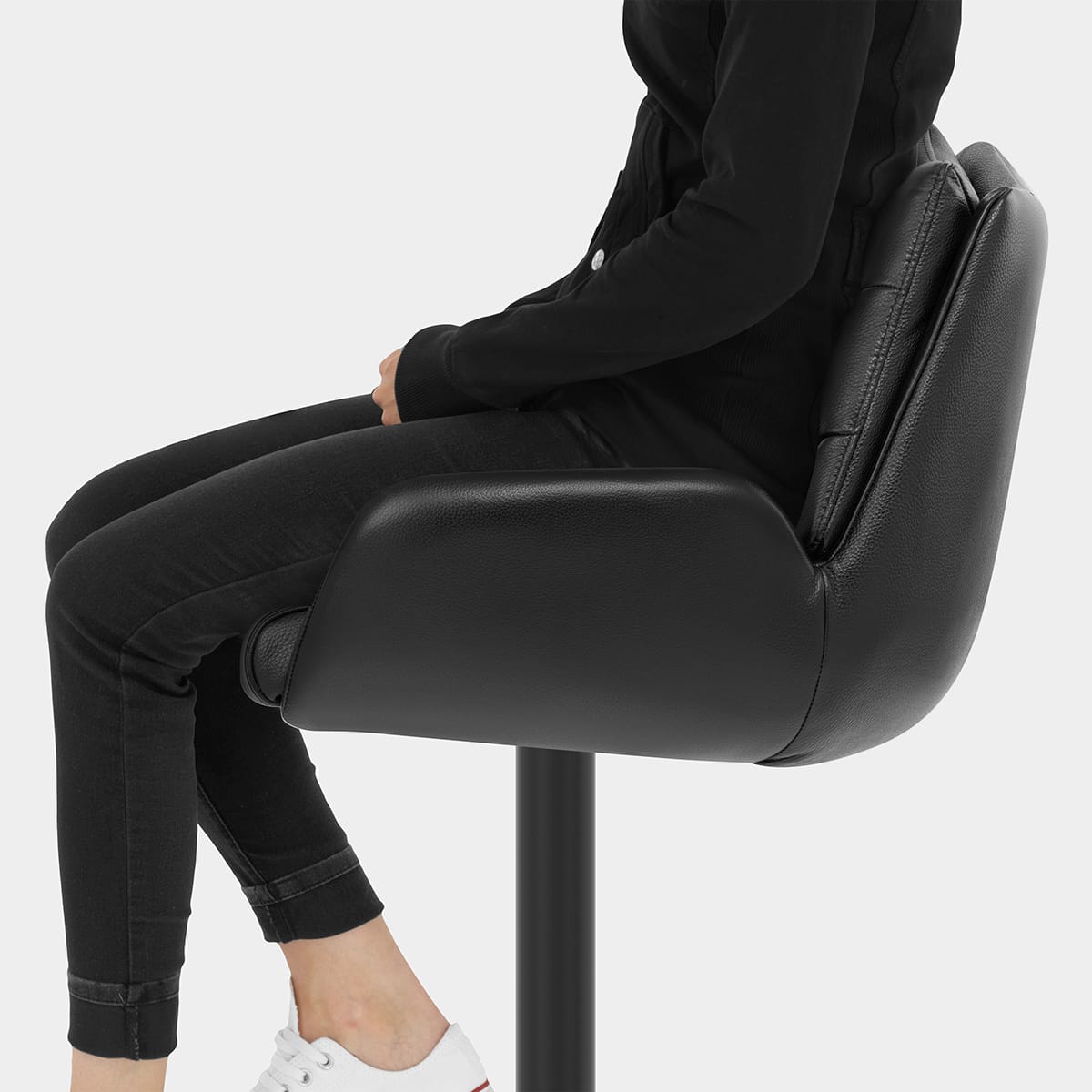 Madrid Real Leather Gas Lift Stool Black Seat Image