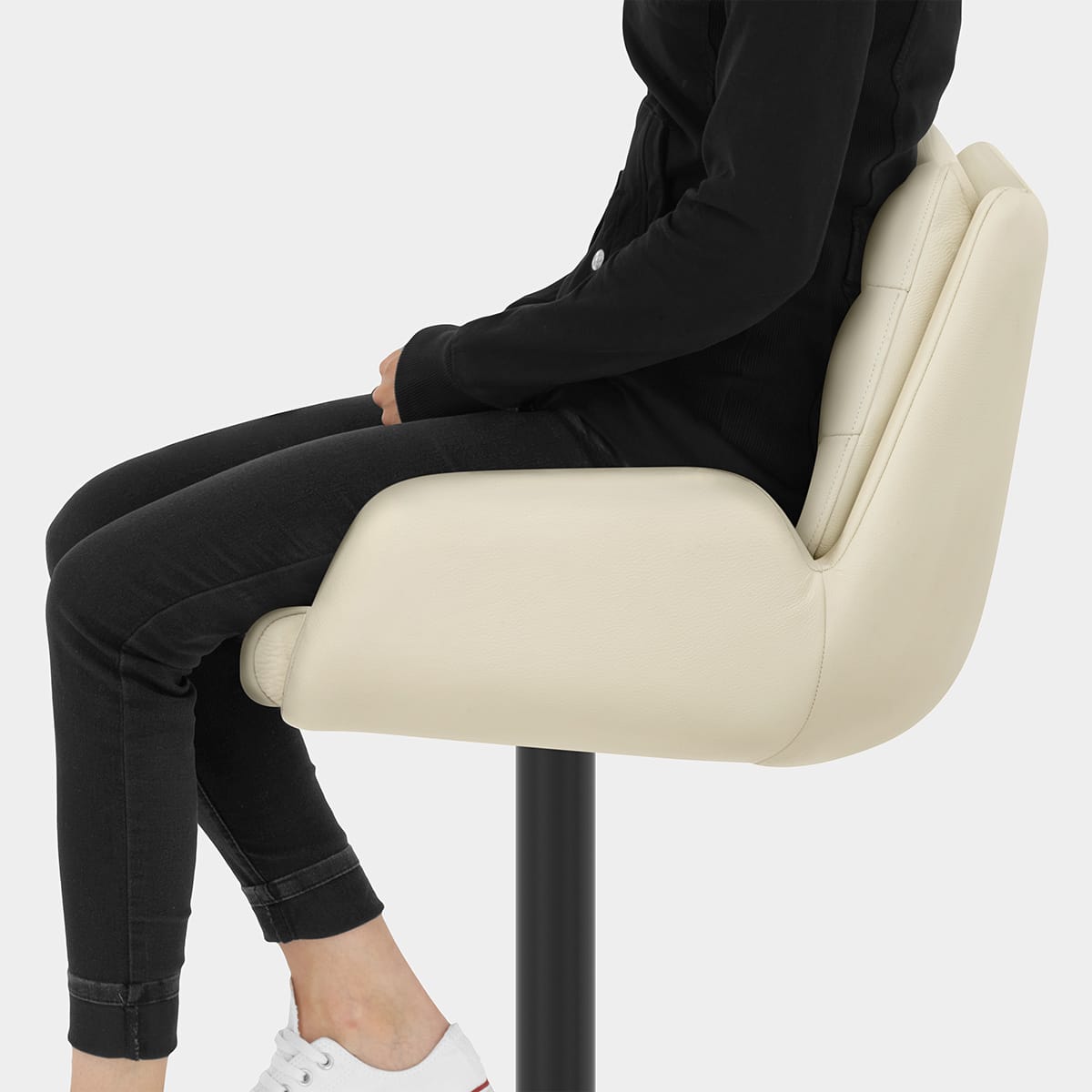 Madrid Real Leather Gas Lift Stool Cream Seat Image