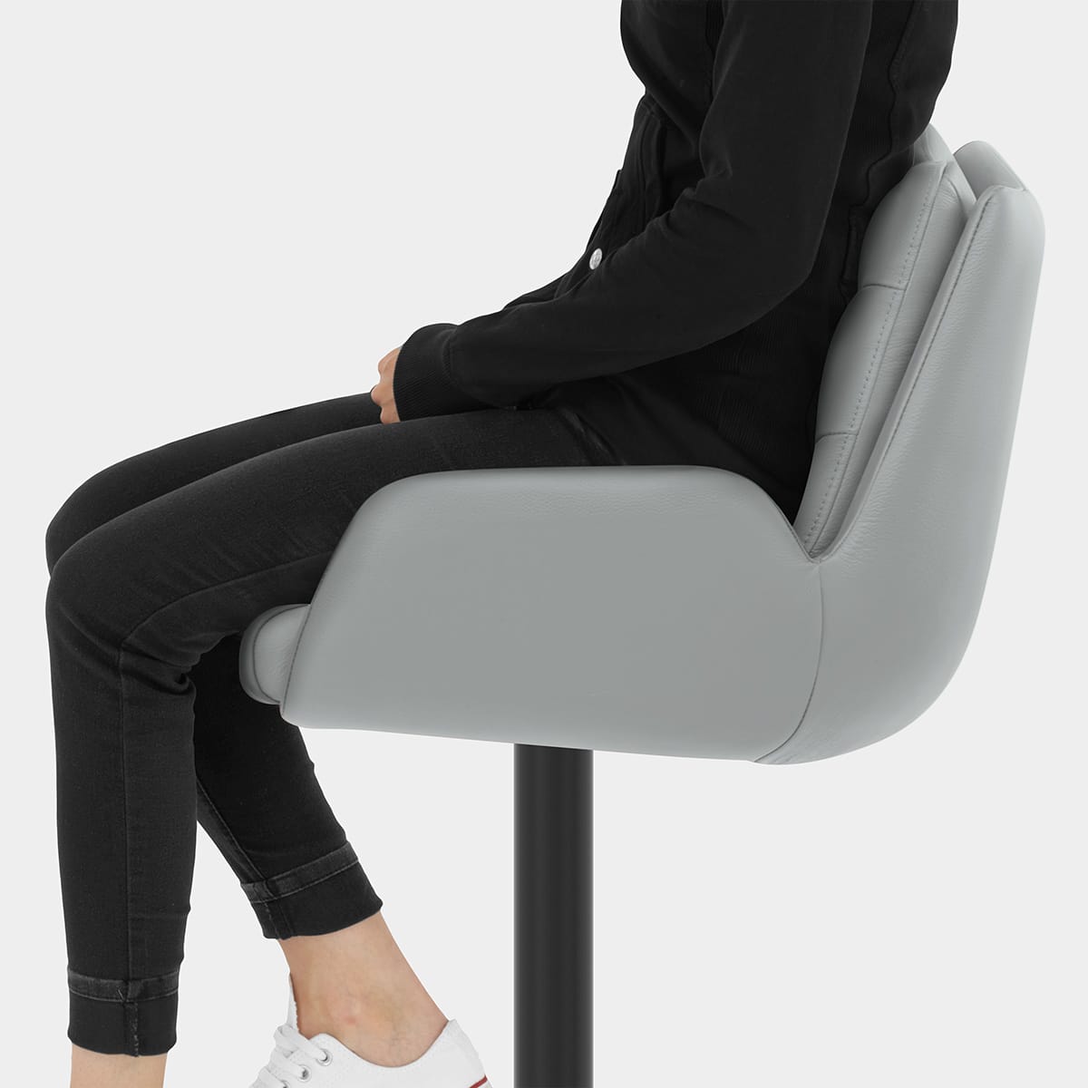 Madrid Real Leather Gas Lift Stool Grey Seat Image