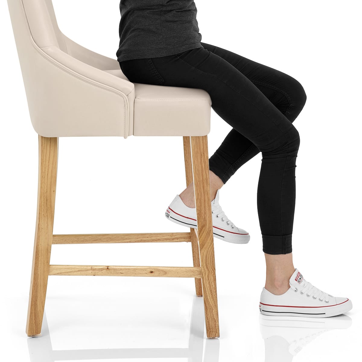 Magna Oak & Cream Faux Leather Stool Frame Image