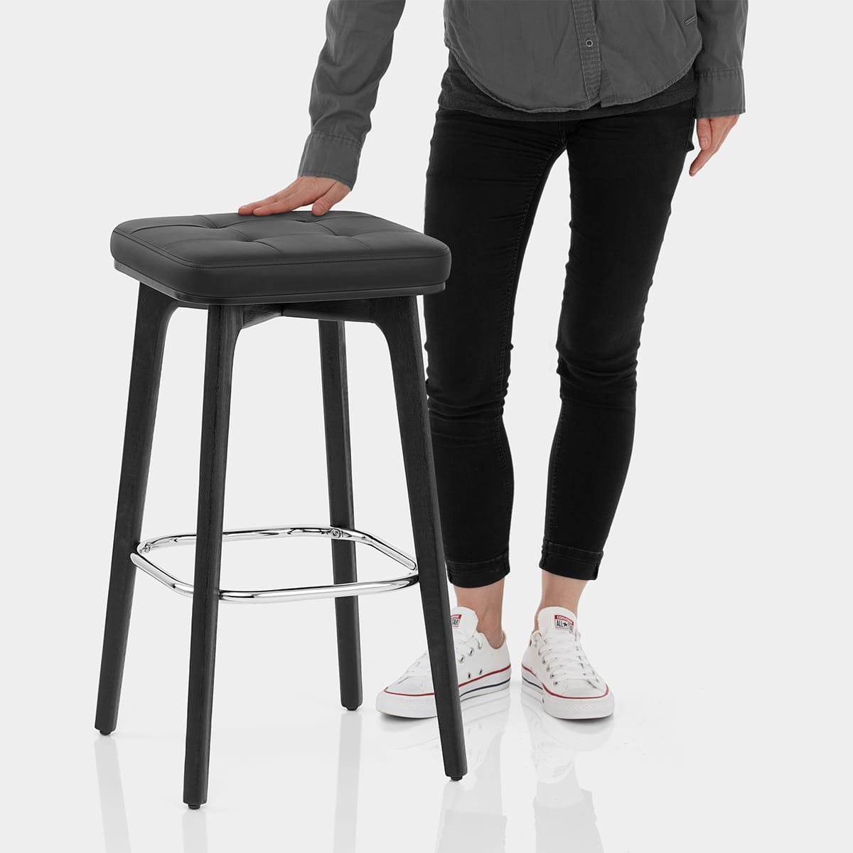 Malmo Black & Chrome Stool Features Image