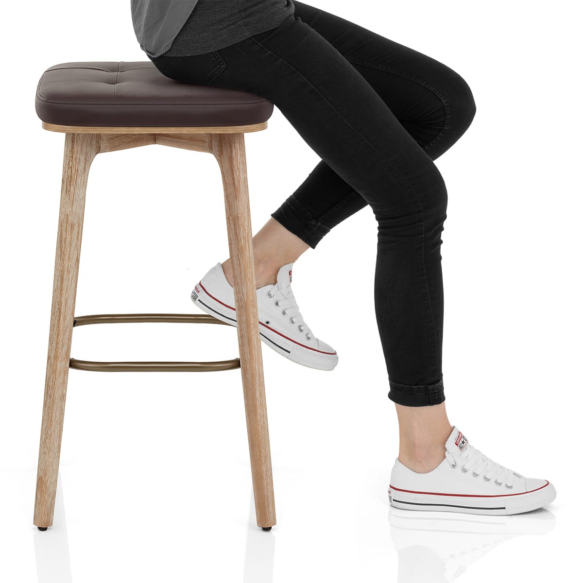 Malmo Oak & Copper Stool Brown Frame Image