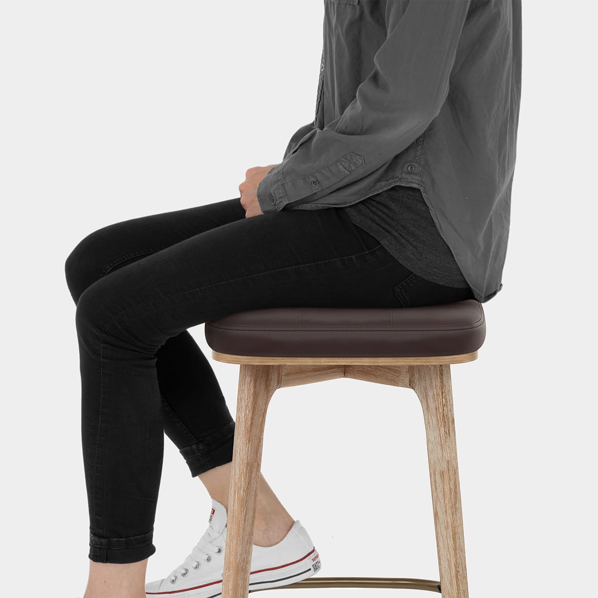 Malmo Oak & Copper Stool Brown Seat Image