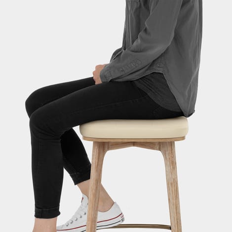 Malmo Oak & Copper Stool Cream Seat Image