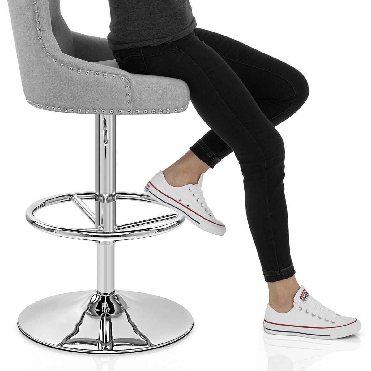 Manor Bar Stool Grey Fabric Frame Image