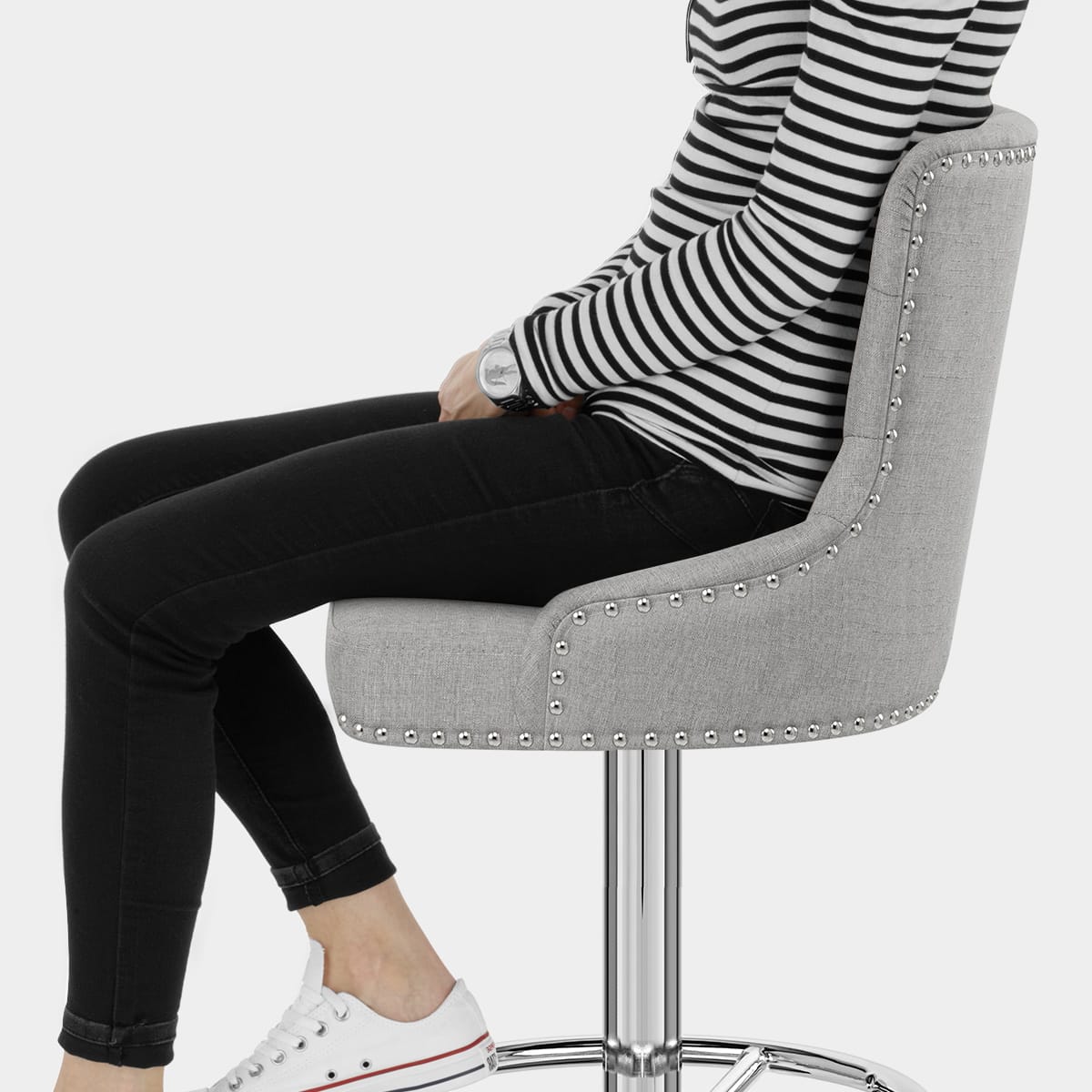 Manor Bar Stool Grey Fabric Seat Image